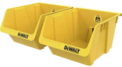 DEWALT DWST82813-1 Storage Bins – Set of 2 Durable Plastic Containers for Nuts, Bolts, Screws & Small Tools in Workshops, Garages, or Basements
