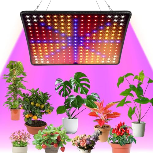 Pflanzenlampe LED, Vollspektrum LED wachsen Licht-Panel-Lampe für Indoor-Pflanzen, weiß blau rot UV IR 225 LEDs für Abdeckung wachsen Zelt Gewächshaus Veg und Bloom Sämlinge Hydroponik