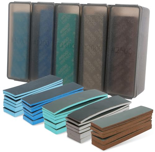 Set di spugne abrasive, 1000/1200/1500/2000/2500, grana a mano, blocco abrasivo flessibile, per legno, cartongesso, metallo, riparazione auto (S02 (grana 1000 – 2500)
