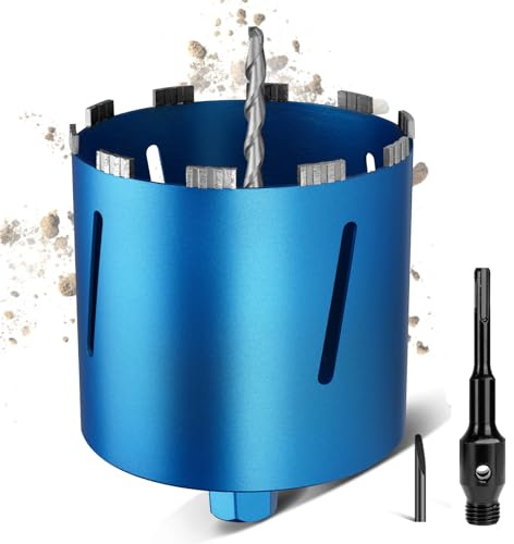 M22 Couronne Diamantée Ø 202mm Longueur Totale 200mm, Foret à Carotter de Carottage Turbo avec Adaptateur SDS Plus 110mm, Scie Cloche Trépan Diamant pour Béton Maçonnerie Pierre Ponce Calcaire Plaques | Forets de forage turbo professionnels de 10 mm, scie cloche à sec et humide pour béton, maçonnerie, pierre