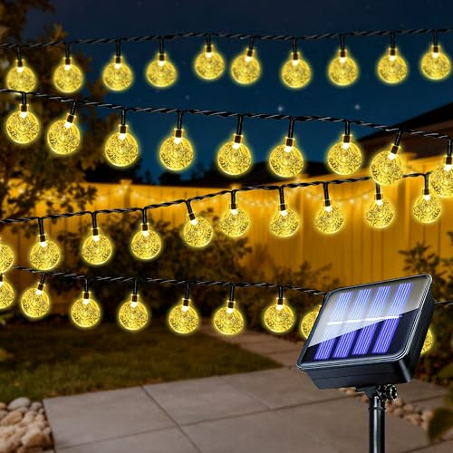 Xcdhemde® Guirnaldas Luces Exterior Solar-12M/100LED, Solar Lights Outdoor, 8 Modos IP65 Impermeable Para Decorar Jardines, Adecuado para Jardines, Patios, Terrazas, Fiestas, Bodas