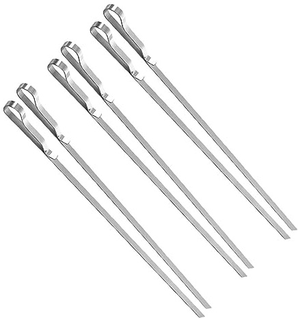 POPETPOP 6 piezas Brochetas de Acero Inoxidable para Barbacoa Diseño Clip Estilo Bolígrafo Antideslizante Resistente Alta Temperatura para Picnic Exterior