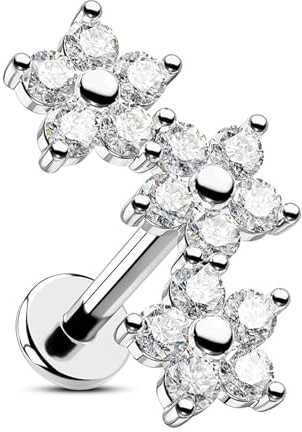 Dryxog Piercing Stjärna Öra Piercing Näsa Glittrande Tråd Örhänge Näsa Behöver Inte Ta bort Örhängen Titan Stål Öra Helix Trådad Internt Hypoallergen Läpp Conch