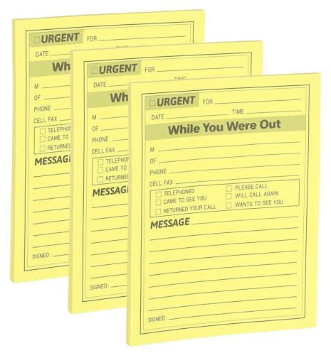 PATIKIL 3er Pack Während Sie Weg Waren Notizzettel 4.25 x 5.5 Für Büro Gelb | Haftnotizen Notizblöcke 50 Blatt Pro Block Memo Telefonnotizen