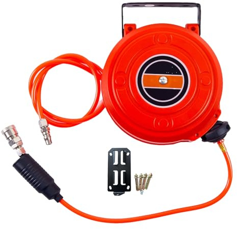Avvolgitubo Per Aria - Strumento Per Tubi In PP PU | Tubo Per Compressore Telescopico Automatico Da 20 Piedi | Il Resistente Meccanismo Retrattile Garantisce Un Facile Stoccaggio E Un Flusso D'aria Re