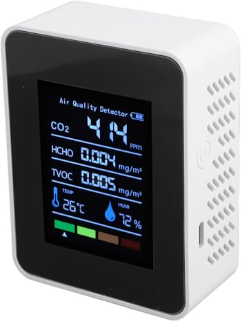 Alomejor Misuratore Multifunzionale della qualità 'Aria Misuratore Accurato di umidità e Temperatura per Hotel in Casa e Ufficio - Display Retroilluminato (White)