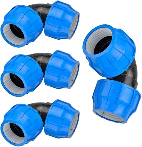 RP RIEGOPRO – Codo Igual PE para Tuberías de Agua y Riego | Fitting Polietileno Alta Presión | Uniones Seguras para Jardín, Huerto y Agricultura (4 Unidades, 40mm)