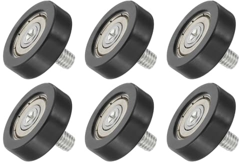 QUARKZMAN 6Pz Rotelle Box Doccia 26mm x 8mm Passo 2mm, Cuscinetti Box Doccia in Nylon Ruote di Ricambio Puleggia per Cassetti Guide per Porte Scorrevoli Nero, M6 x 10mm Filettatura