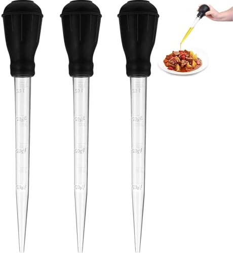 3 PCS Turkey Baster, Baster For Cooking, Large Pipette With Measurement Scale, Basting Syringe Meat Injector Syringe, For Food Grade Meat Baster For Turkey Chicken BBQ Kitchen Cooking And Aquarium Use