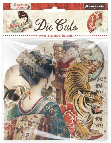 Stamperia - Die Cuts for Scrapbooks, Albums, Cards, Bullet Journals and More, Laser Cut Cardboard Shapes, Easy to Glue, Perfect for Hobbies, Crafts, and Gifting (Oriental Garden) (Assorted)
