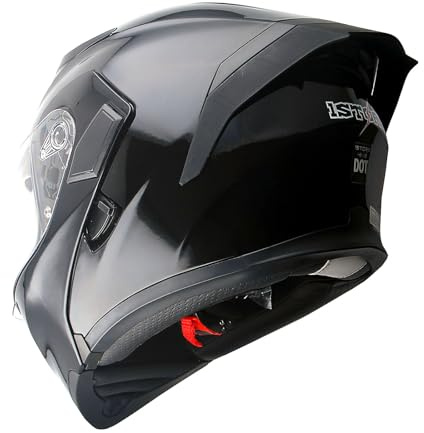 1Storm Motorcycle Modular Full Face Helmet Flip up Dual Visor Sun Shield: HB89 Glossy Black