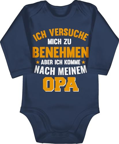 Shirtracer - Baby Body langarm Mädchen Junge - Sprüche - Ich versuche mich zu benehmen aber ich komme nach meinem Opa orange