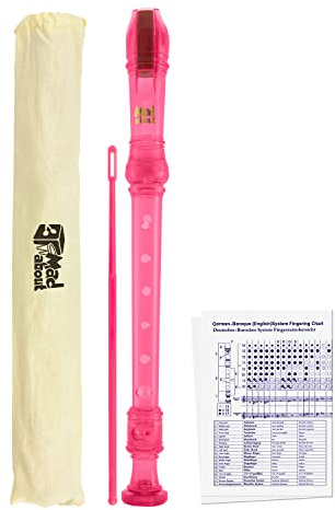 Mad About MA-REC01 Deskant-Blockflöte, Sopran-Schulblockflöte mit Tasche, Putzer und Grifftabelle, Rosa