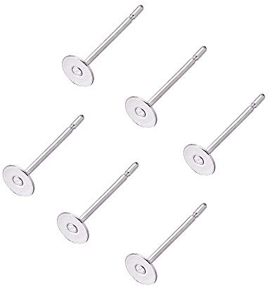 Craftdady - Set di 500 orecchini a perno in acciaio INOX, piatti, rotondi, vuoti, 4 mm