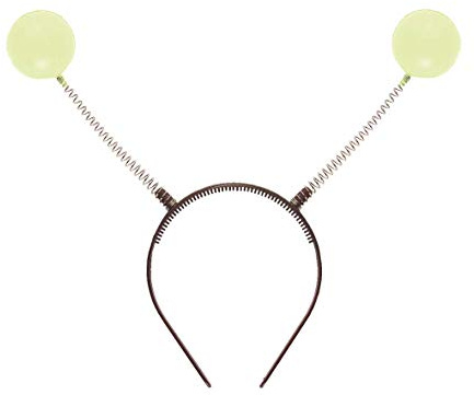 shoperama Haarreifen mit fluoreszierenden Kugeln Neon Antennen Haarreif Alien Fee Elfe Kopfbügel