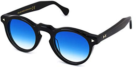 XLAB Occhiali da sole mod. HOKKAIDO, occhiali unisex (47mm, Nero/Azzurro sfumato)