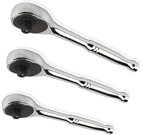 Dhouse 3PCS Ratchet Handle Set Wrench Quick Release Heat-Treated Carbon Steel Professional Set Suitable for Home Vicycle and Car Repair Tools