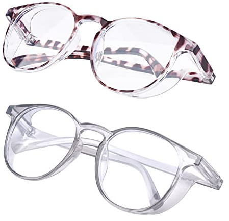 Outray 2 Pack Safety Glasses Anti Fog Blue Light Blocking Glasses Round Clear Protective Eyewear For Men/Women