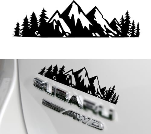 SINGARO Vinyl Snow Mountain Tree Decal Sticker, Trunk Logo Decal Sticker, Car Exterior Accessories(Black)
