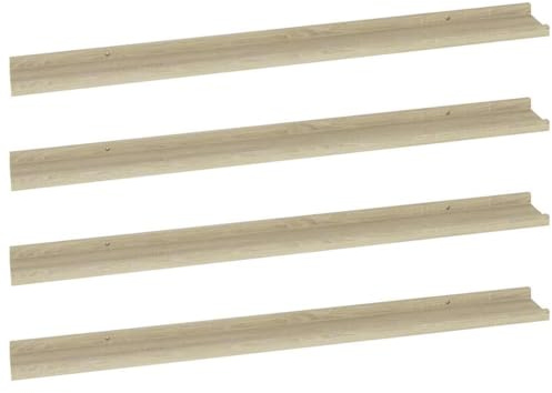 vidaXL 4X Wandregal Bücherregal Wandboard Schweberegal Hängeregal Dekoregal Freischwebend Regal Büroregal Wandablage Sonoma-Eiche 100x9x3cm