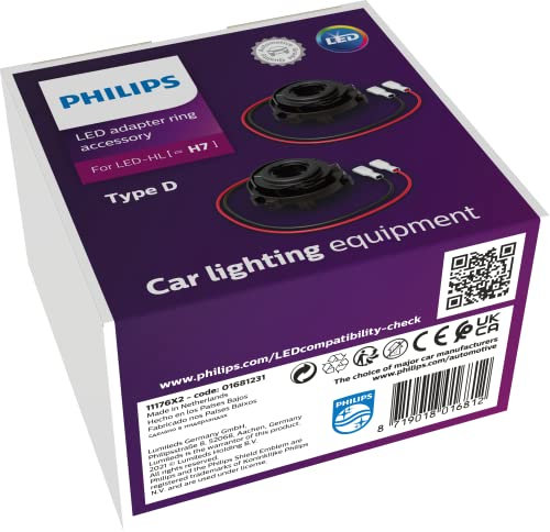 Philips Anneaux de Connexion Type D pour Éclairage avant Automobile LED H7 - Noir