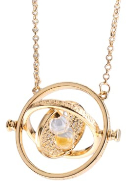 UTTER Hermine Drehbarer Zeitumkehrer Halskette Gold Sanduhr Schmuck Geschenke, Edelstahl