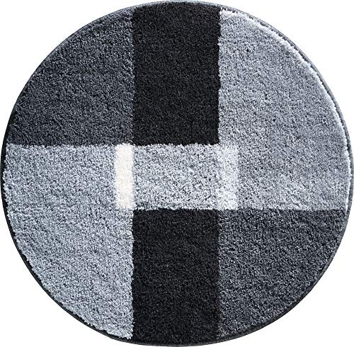 Erwin Müller Badematte, Badteppich, Badvorleger Zagori rutschhemmend grau Größe rund: 80 cm Ø - herrlich weich und flauschig, für Fußbodenheizung geeignet (weitere Größen, Farben)