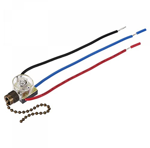 sourcing map Tracción Cadena Interruptor 3 Vías 3 Cables Reemplazo ZE-110 para Techo Ventilador Lámpara Luz Claro Bronce