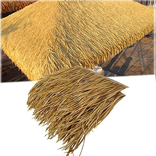 ZAKSEM Simulations-Strohziegel-Dach Hot Melt Mexican Palm Thatch,Kunststoff,Wetterfest,Feuerfest,Sicherer,Für Tiki-Bar,Garten,Terrasse,Pavillons,Wand,Holzhaus (Größe: 4 Stück,Farbe: Feuerfestes Gelb)