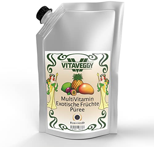 VITAVEGGY Frucht-Püree MultiVitamin Exotische-Tropische-Früchte 5x 1kg mit Ananas Mango Passionsfrucht Maracuja Limette für Obstbrei Fruchtmus Babybrei Obstmus Smoothie Sorbet Müsli (5)