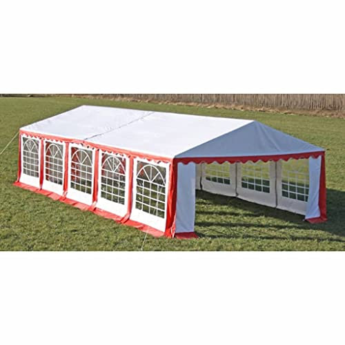 Tetto e pareti di gazebo da festa,tenda giardino Tenda da sole per esterni Robusto e durevoleper giardini, feste, campeggio, festival,picnic 10 x 5 m Rosso & Bianco