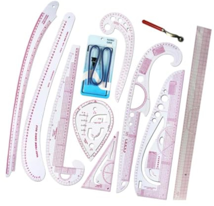Harilla Kleidermacher-Lineal, Styling, Nähen, französisches Kurvenlineal-Set, Modedesign-Lineale, metrisches Lineal-Set für Schnittmacher und Schneider, 11 Stück