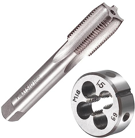 Saipor M18 x 1,5 metrische Gewindebohrer und Schneideisen, M18 x 1,5 mm, Gewindesatz und Gewindeset, HSS, Handgewinde, Rechtsgewinde