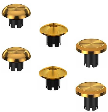 Ceozon Replacement Metal Thumbsticks for Ps5 Edge Controller 6 in 1 Swap Analog Joystick Thumb Grips Accessories (Gold)