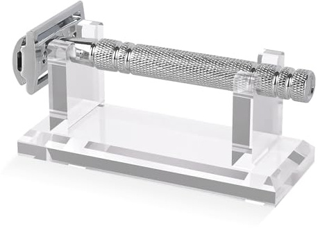 Linkidea Acryl-Rasiererständer für Herren, stabiler Aufbewahrungsständer für die Badezimmerablage, leicht zu reinigen, kompatibel mit Viking Blade Chief, MK-23C, Shaving Revolution (Transparent)
