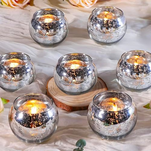 Goldene Votivkerzenhalter, Quecksilberglas, Teelichthalter, 12er-Set, Teelichthalter aus Glas für Hochzeit, Party, Heimdekoration