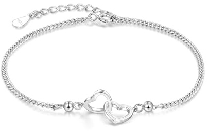 Candyfancy Herz Armband für Damen Silber 925 Herz Silberarmband Verstellbare Armbänder Armkette Geschenke für Frauen Mädchen Freundin Mama