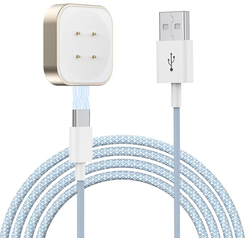 LVFAN Magnetisches Ladekabel für Google Pixel Watch 3 & 2 | Robustes USB-C-Ladekabel mit Nylongeflecht, Kompatibel mit Fitbit Sense, Sense 2, Versa 3 und Versa 4, Schwarz, 1 Stück