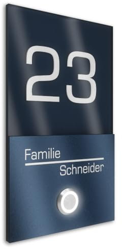 Graviers Design V2A campanello in acciaio inox con incisione del numero civico - 110x180mm Targhetta per campanello a pulsante LED dal design moderno in rivestimento RAL 7016 acrilico antracite