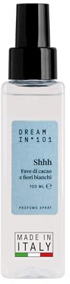 DREAMIN*101 Duftspray für Stoffe, Duft weiße Blüten und Kakaobohnen, Raumduftkissen und Bett für Schlaf und Entspannung, Kissen natürliches Spray zart, Düfte Made in Italy, 100 ml