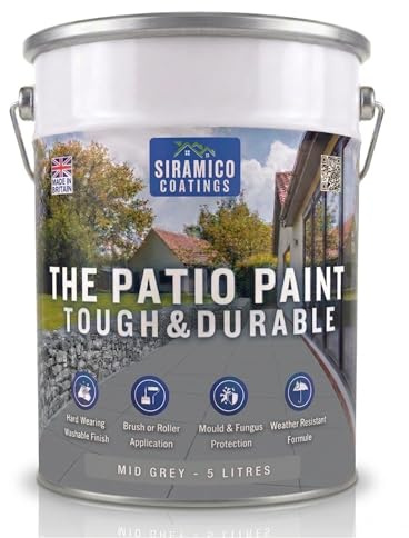 SIRAMICO COATINGS THE PATIO PAINT | 5 Litre - Mid Grey | Superior Patio Paint with Professional Finish for Use on Patios, Walkways, Walls | Non-Toxic, UV Resistant with Easy Application