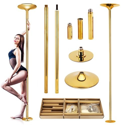 Palo Pole Dance Professionale | Statico E Ruotabile | Diametro 45 Mm | Altezza Regolabile (223,5~274,5 Cm) | Asta Da Ballo In Acciaio Inossidabile Senza Foratura Per Principianti,Gold