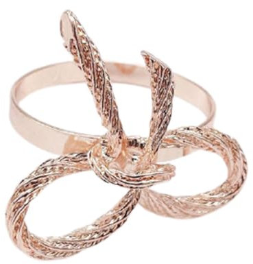 Hintyne Serviettenringe mit Schleife Serviettenringe mit Schleife Serviettenknopf Set aus Metall für Hochzeitsfeiern Bankette Tischdekoration Roségold 6 Stück