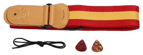 Regenbogen-Gitarrengurt, Verstellbarer, Verbreiterter Gitarrengurt mit Plektrumtasche für Ukulele-Bass-Elektro-Akustikgitarren (3 farbig)