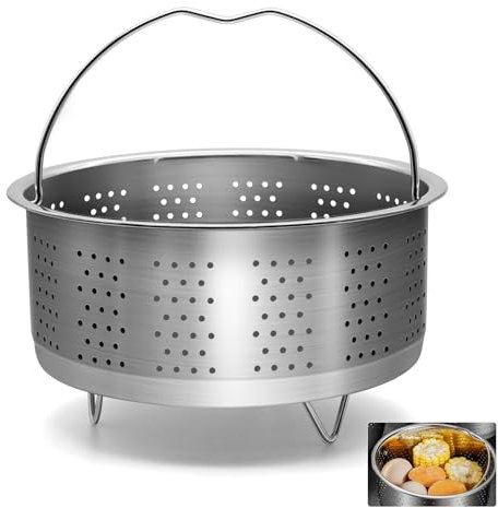 WYYFXY® Inserto per pentola a vapore in acciaio inox 304, 17,5 cm, inserto per cottura a vapore rotondo con manico, inserto per colino per pentole, pentole, pentole, pentola a pressione, vapore