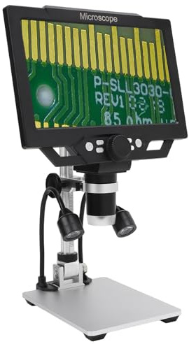 9-Zoll-LCD-Digitalmikroskop, 12 MP 1600-fache Vergrößerung USB 8 LEDs Mikroskopkamera, 1080P Münzmikroskop-Lupe Zum Löten von Münzen PCB