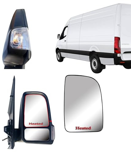 Aligoparts rechtes beheiztes Außenspiegel-Oberglas mit Rückenplatte für Mercedes Sprinter W907 W910 2019 2020 2021 2022 2023 2024 OEM 9108112800 (Rechtes oberes beheiztes Spiegelglas Beifahrerseite)