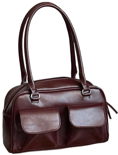 GETBSTOOP Hobo-Taschen for Damen, Bowling-Tasche, modische Tragetasche, Umhängetasche mit Reißverschluss, leichte Umhängetasche, Leder-Tragetasche, lässige Geldbörse, Retro-Umhängetasche