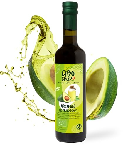 Huile d'Avocat Bio - 500 ml. Huile Avocat Biologique 100% Pur et Naturelle. Huile d'Avocat Pressée à Froid. Idéale pour la Cuisson, l'Assaisonnement et la Marinade. Avocado Oil.