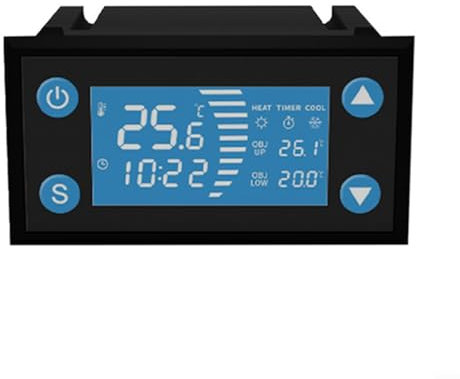 UTTASU Intelligenter digitaler Temperaturregler, Zeitschaltuhr, Sensor, Sonde, Heizung, Kühlung, -40 °C bis 120 °C, ABS-Konstruktion, klares Display, UK-Version